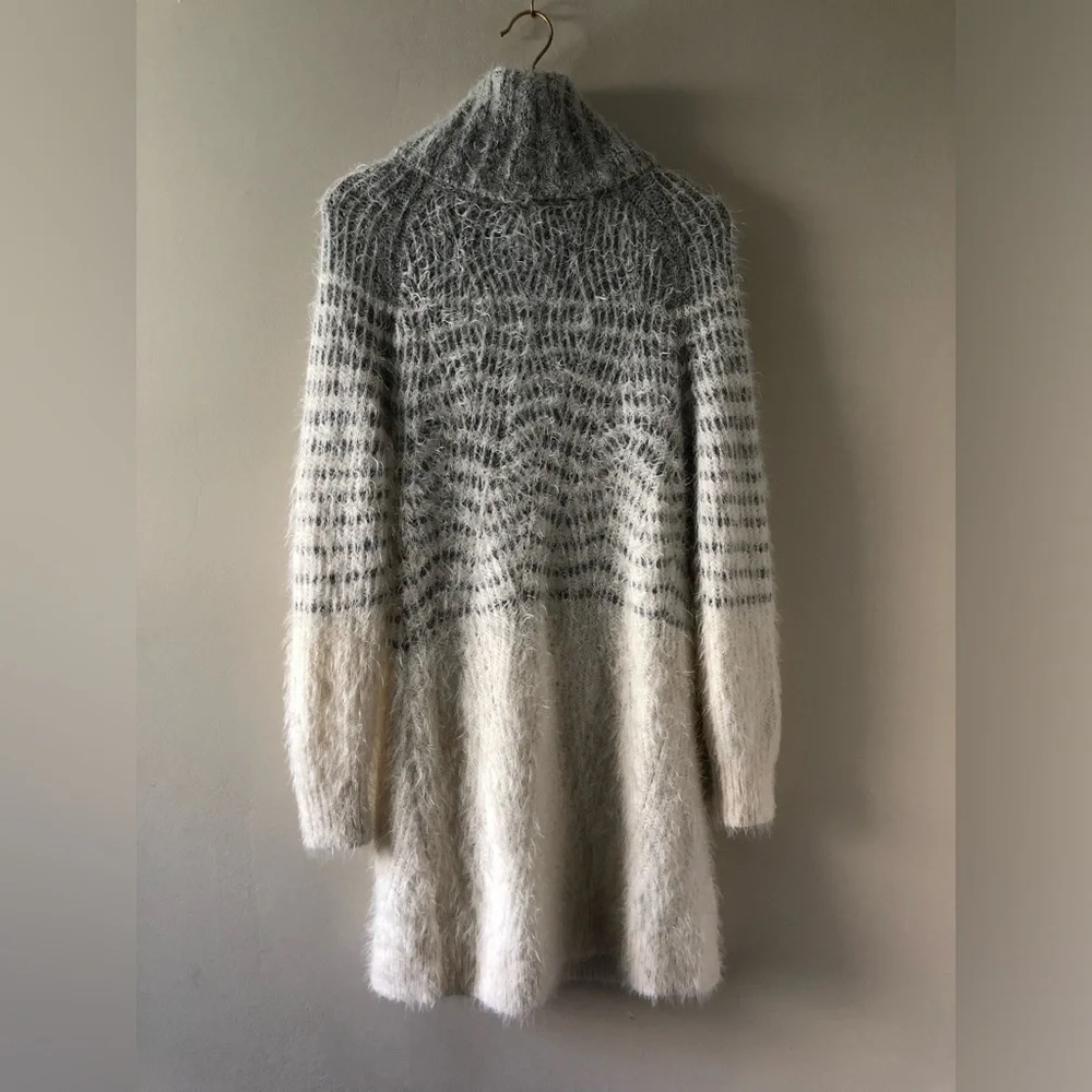 Anthropologie Gray and Cream Cowl Neck Sweater - Picture 3 of 15